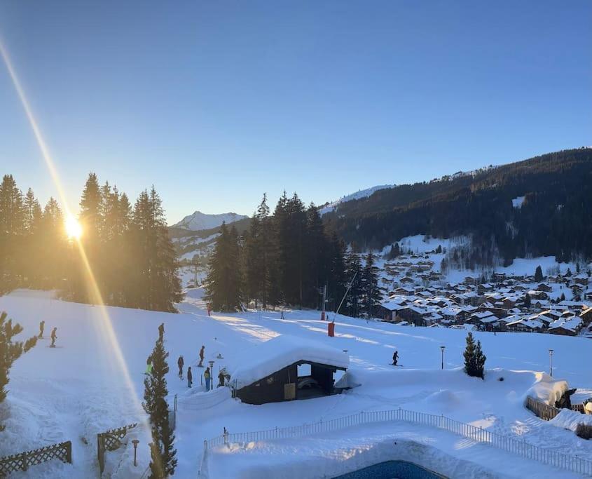 Aux Pieds Vue Superbe Sur Les Pistes Les Gets